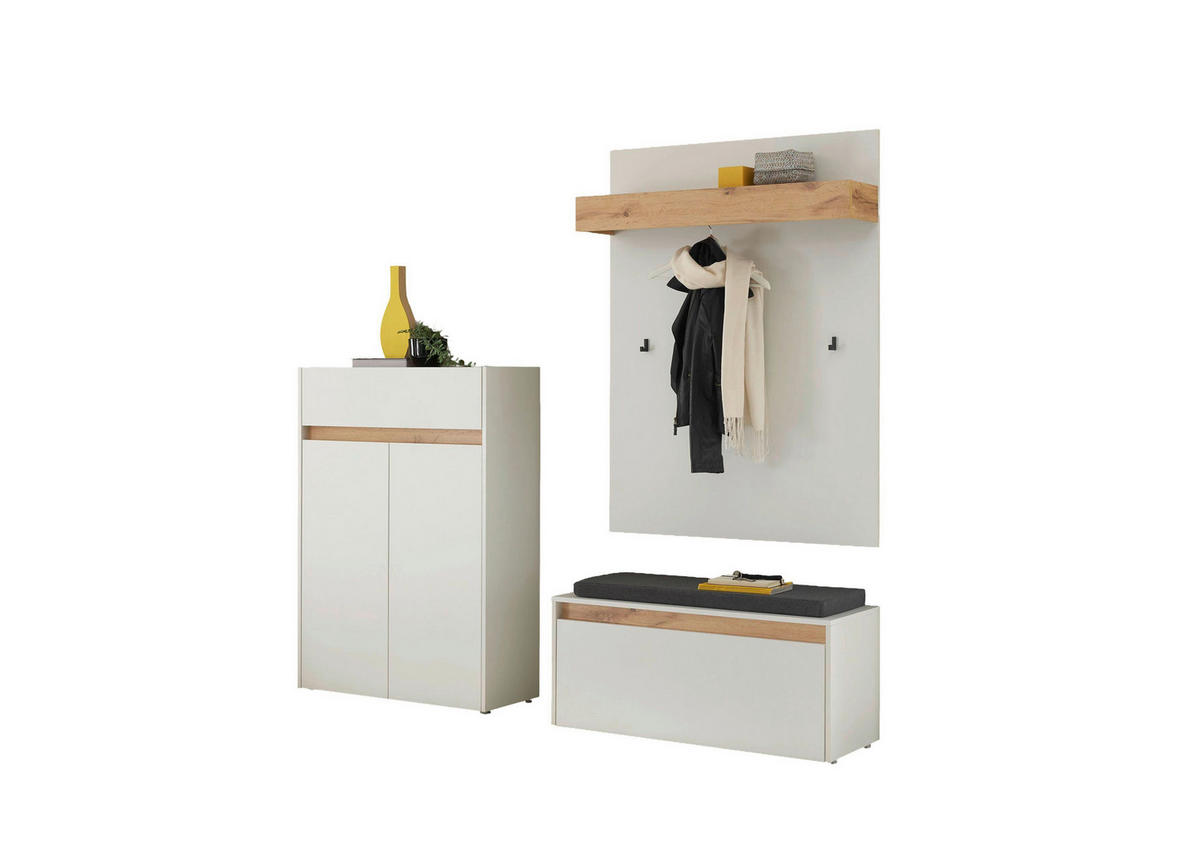 GARDEROBE 4-teilig  in 185/200/40 cm  - Eiche Wotan/Weiß, Design, Holzwerkstoff/Textil (185/200/40cm) - Modante