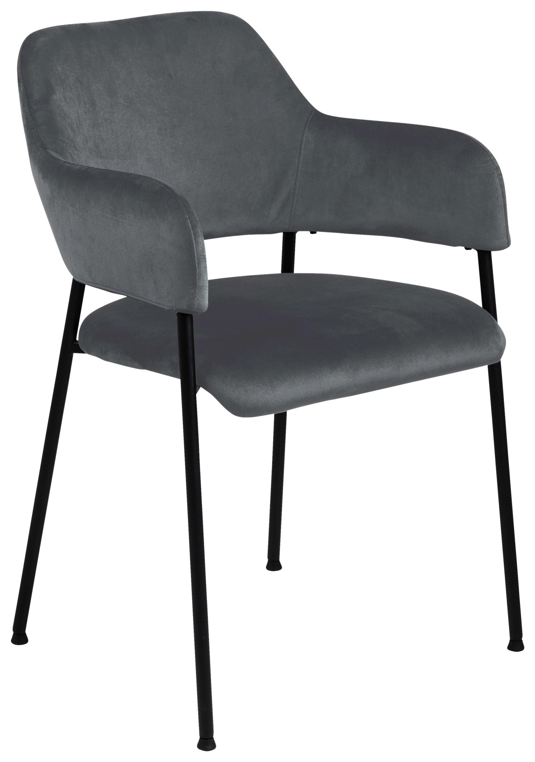 Stuhl in Metall, Textil Schwarz, Dunkelgrau