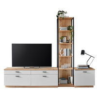 WOHNWAND 3-teilig  Schwarz, Weiss, Eiche Artisan 269/210/50 cm  - Weiss/Schwarz, Design, Holzwerkstoff/Metall (269/210/50cm) - Stylife