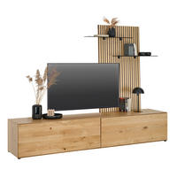 WOHNWAND 242/186/50 cm 2-teilig  in Eichefarben  242/186/50 cm  LED-Leuchtmittel   - Eichefarben, Design, Glas/Holz (242/186/50cm) - Dieter Knoll