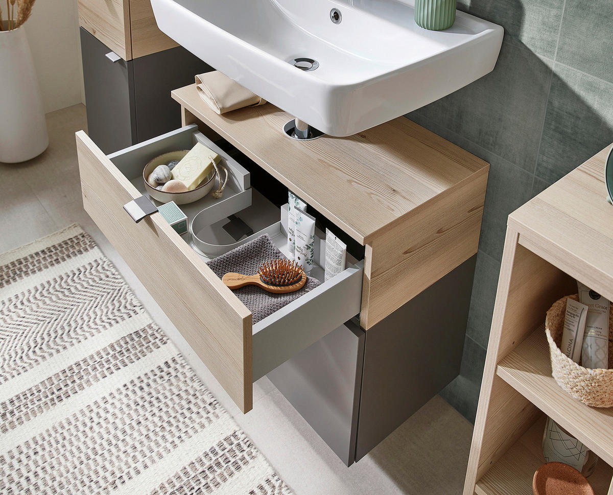 DONJI ELEMENT UGRADNOG LAVABOA    - tamnosiva/siva, Moderno, metal/pločasti materijal (60/52,9/33cm) - Xora