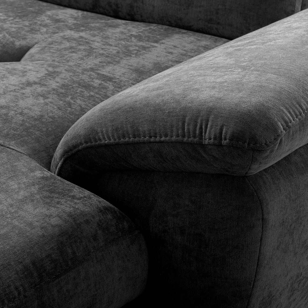 ECKSOFA  Webstoff Schwarz  - Schwarz, Design, Textil/Metall (268/195cm) - Livetastic