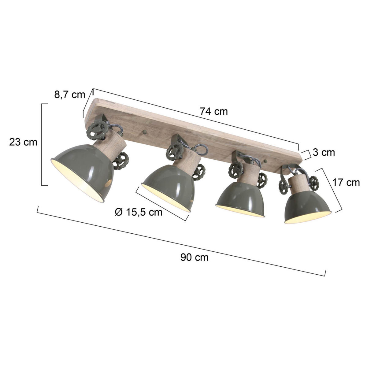 DECKENSPOTS - Grün, Trend, Holz/Metall (15/23/90cm)