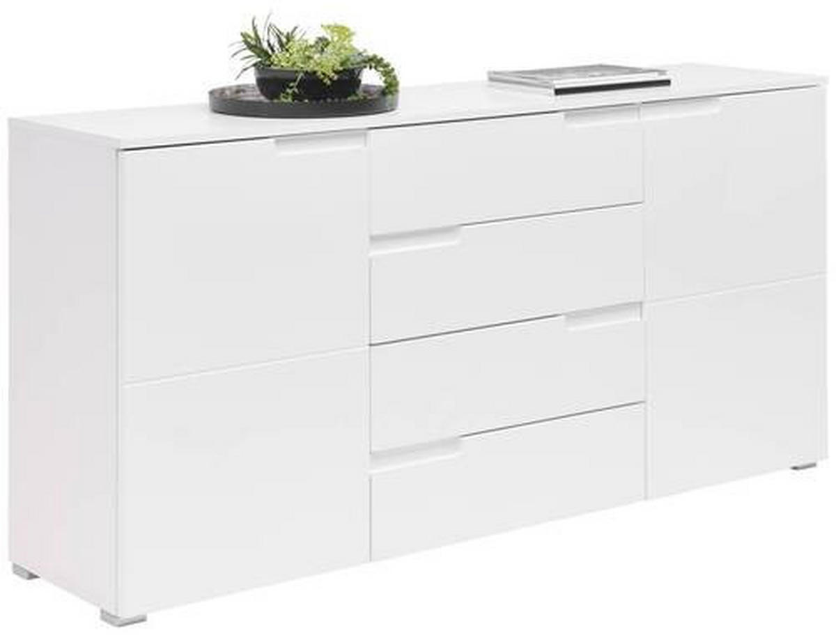 SIDEBOARD 165/80/40 cm  in Weiß, Weiß Hochglanz  - Weiß Hochglanz/Silberfarben, Design, Holzwerkstoff/Kunststoff (165/80/40cm) - Carryhome