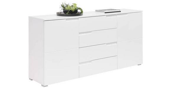 SIDEBOARD 165/80/40 cm in Weiß, Weiß Hochglanz - Weiß Hochglanz/Silberfarben, Design, Holzwerkstoff/Kunststoff (165/80/40cm) - Carryhome
