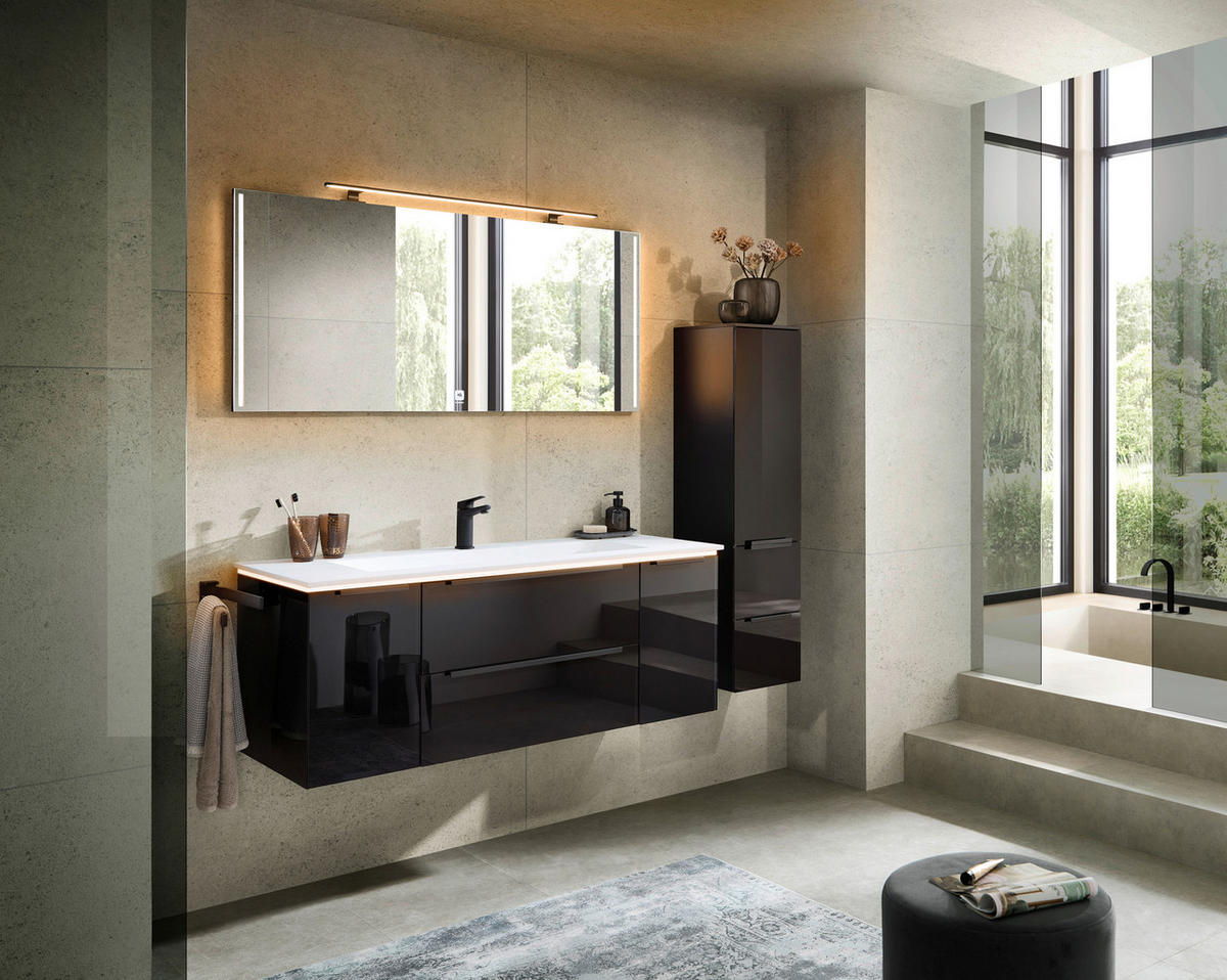 WASCHTISCHKOMBI 132 cm  - Schwarz/Weiß, Design, Glas/Holzwerkstoff (132cm) - Leonardo Living