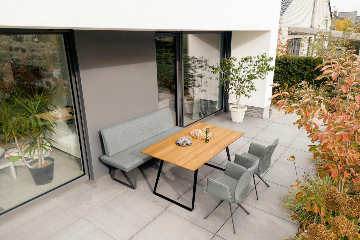 GARTENBANK  in Grau  - Anthrazit/Grau, Design, Textil/Metall (160/91/65cm)