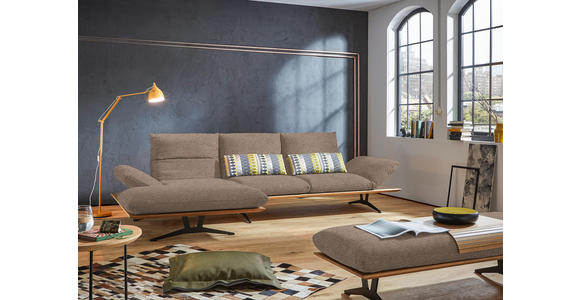 ECKSOFA in Flachgewebe Hellbraun 159/314 cm - Hellbraun/Schwarz, Design, Holz/Textil (159/314cm) - Dieter Knoll