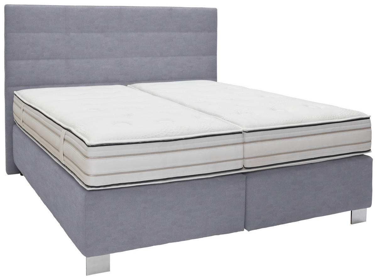 BOXSPRINGBETT 180/200 cm  in Grau  - Alufarben/Grau, KONVENTIONELL, Textil/Metall (180/200cm) - Dieter Knoll