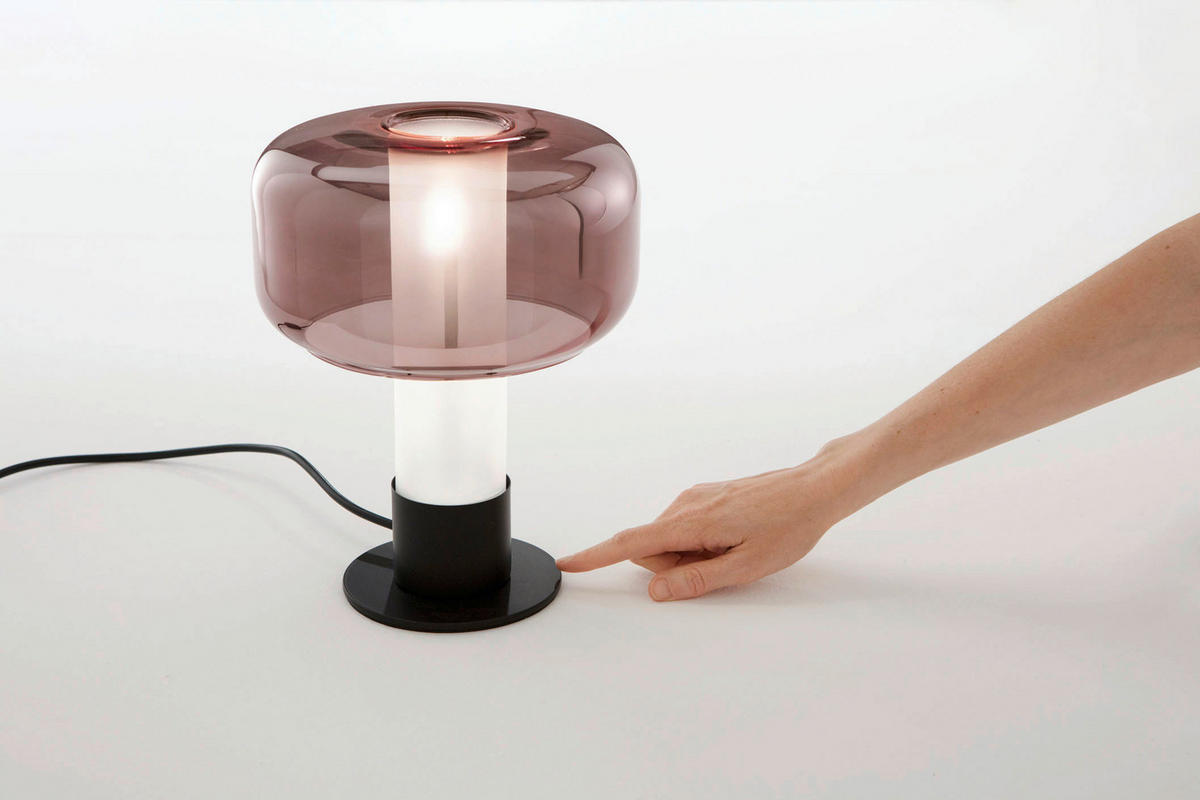 TISCHLEUCHTE Flick 22/28 cm   - Rotbraun/Schwarz, LIFESTYLE, Glas/Metall (22/28cm) - Fabas Luce