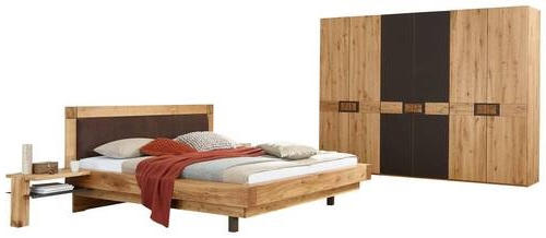 SCHLAFZIMMER Eichefarben, Dunkelgrau  - Eichefarben/Dunkelgrau, Natur, Glas/Holz (180/200cm) - Valnatura