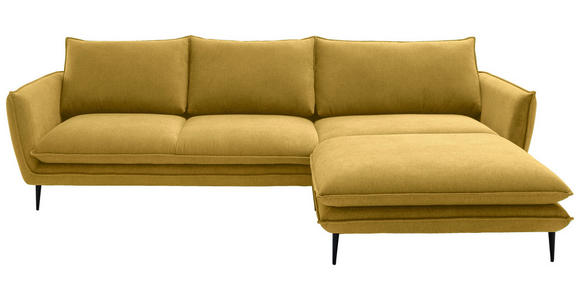 ECKSOFA  in Webstoff Currygelb  304/196 cm  - Currygelb/Schwarz, KONVENTIONELL, Textil/Metall (304/196cm) - Hom`in