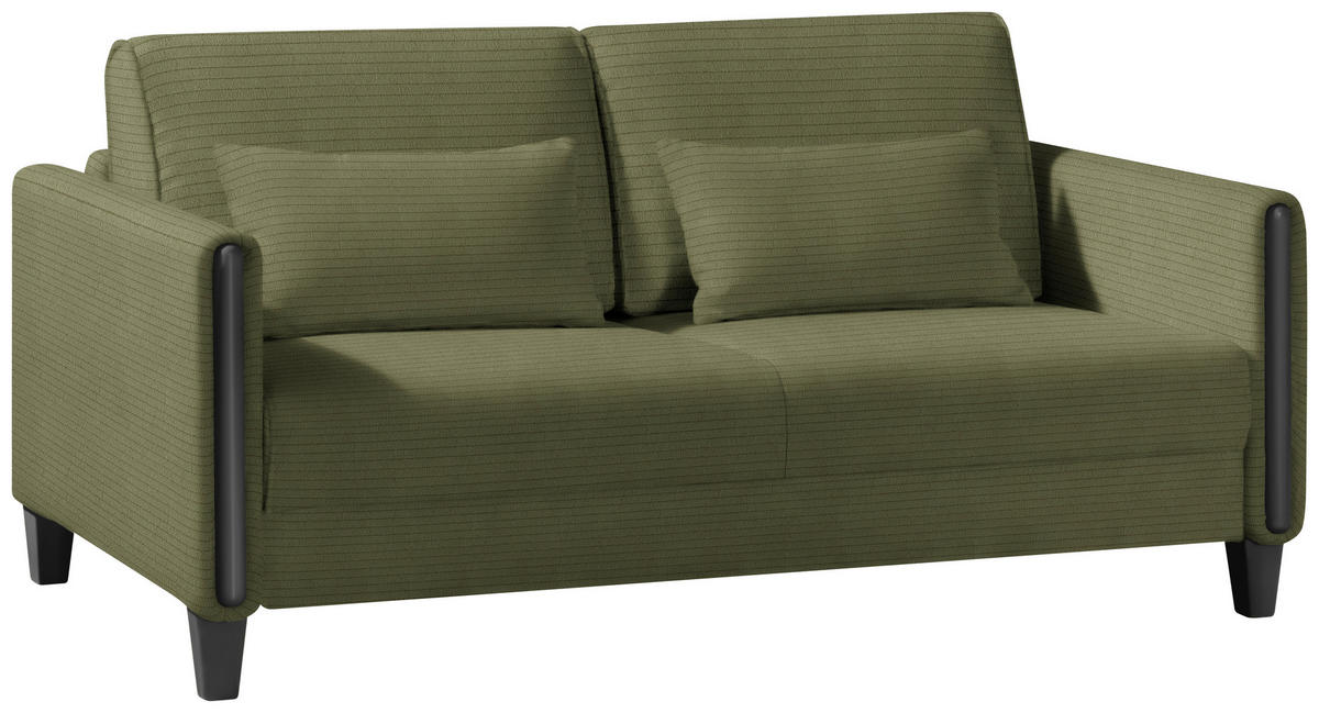 SCHLAFSOFA in Holz, Textil Schwarz, Olivgrün  - Schwarz/Olivgrün, Design, Holz/Textil (174/88/104cm) - Niels Andersson