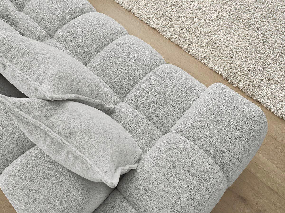 ECKSOFA Ottomane rechts  EVEREST Hellgrau Flachgewebe  - Hellgrau/Schwarz, MODERN, Kunststoff/Textil (352/210cm)