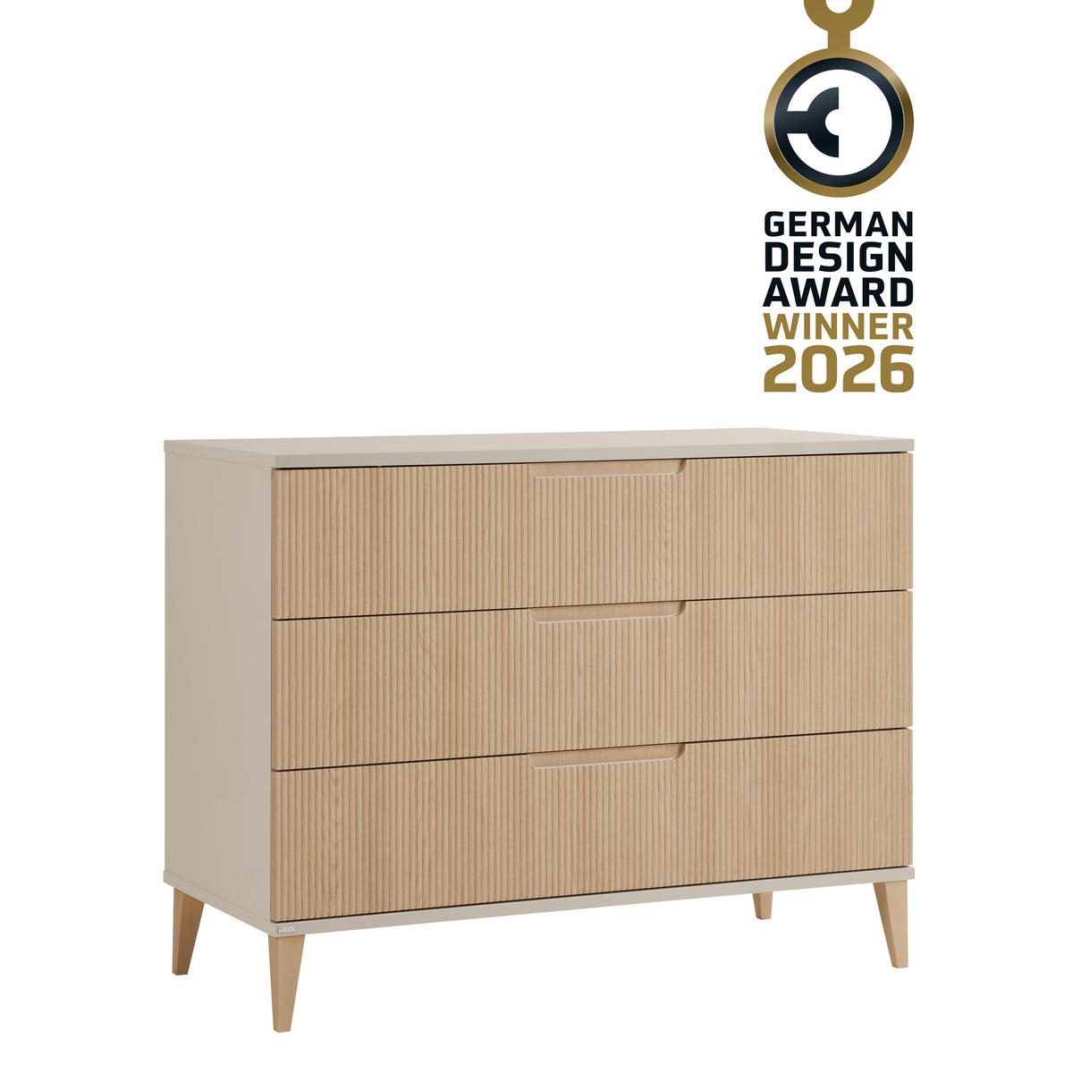 KOMODA ZA PREVIJANJE  Jonte  - boje hrasta/bež, Basics, drvni materijal (124/95/56cm) - Paidi