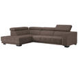 ECKSOFA in Mikrofaser Hellbraun  - Hellbraun/Schwarz, Design, Textil/Metall (207/301cm) - Xora