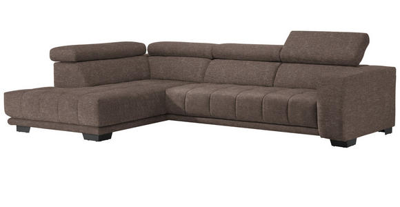 ECKSOFA in Mikrofaser Hellbraun  - Hellbraun/Schwarz, Design, Textil/Metall (207/301cm) - Xora