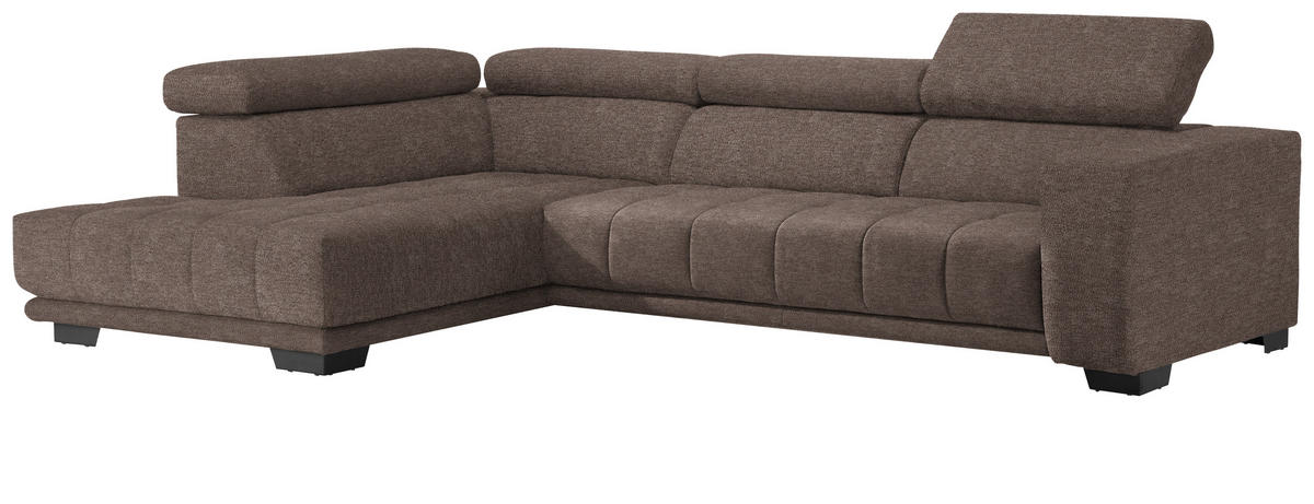 ECKSOFA in Mikrofaser Hellbraun  - Hellbraun/Schwarz, Design, Textil/Metall (207/301cm) - Xora