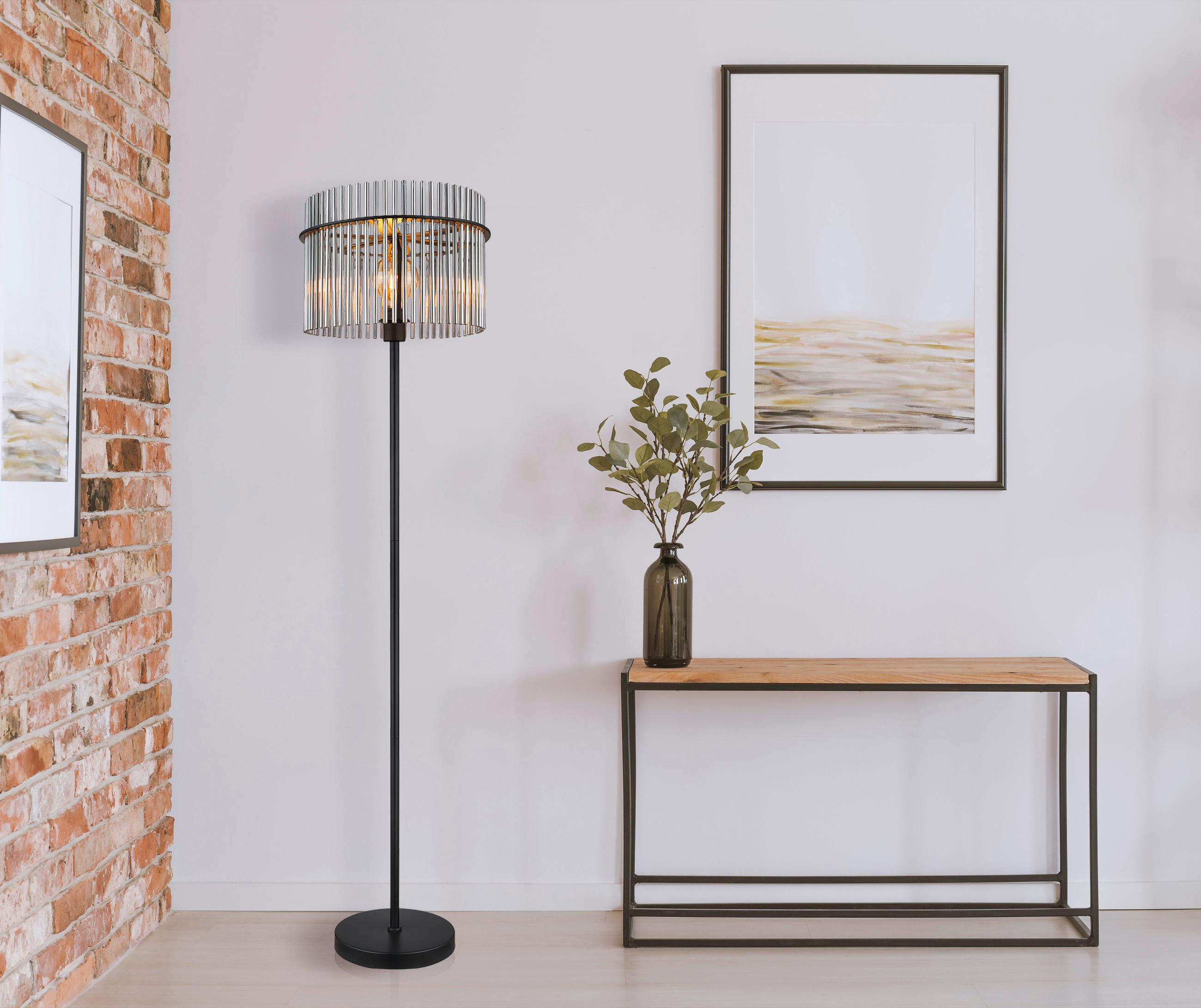 STEHLEUCHTE 38/152 cm    - Schwarz, Design, Glas/Metall (38/152cm) - Globo