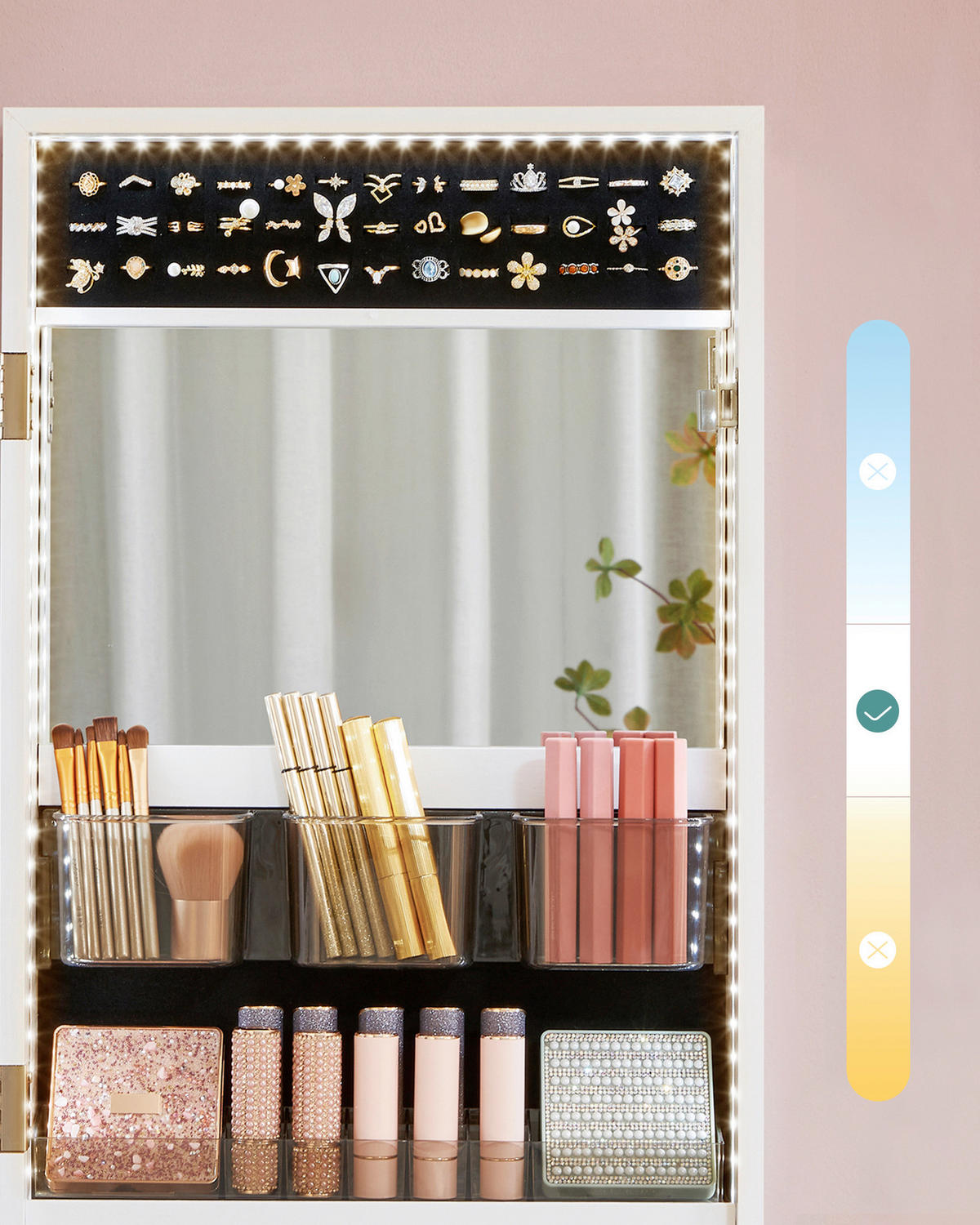 SCHMUCKSCHRANK 37,5/108/9,7 cm  - Roségold/Weiß, LIFESTYLE, Glas/Holzwerkstoff (37,5/108/9,7cm)