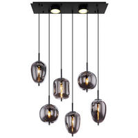 LED-HÄNGELEUCHTE 80/34/120 cm  - Opal/Schwarz, Design, Glas/Kunststoff (80/34/120cm) - Globo