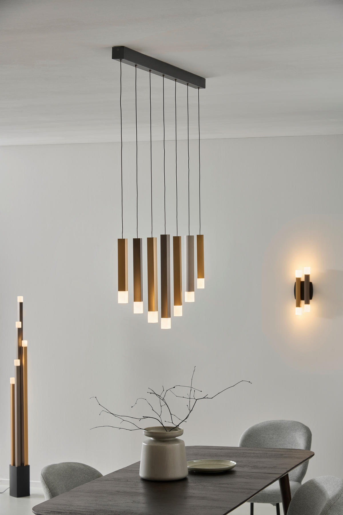 LED-HÄNGELEUCHTE 108/4,5/150 cm  - Goldfarben/Schwarz, Design, Kunststoff/Metall (108/4,5/150cm)
