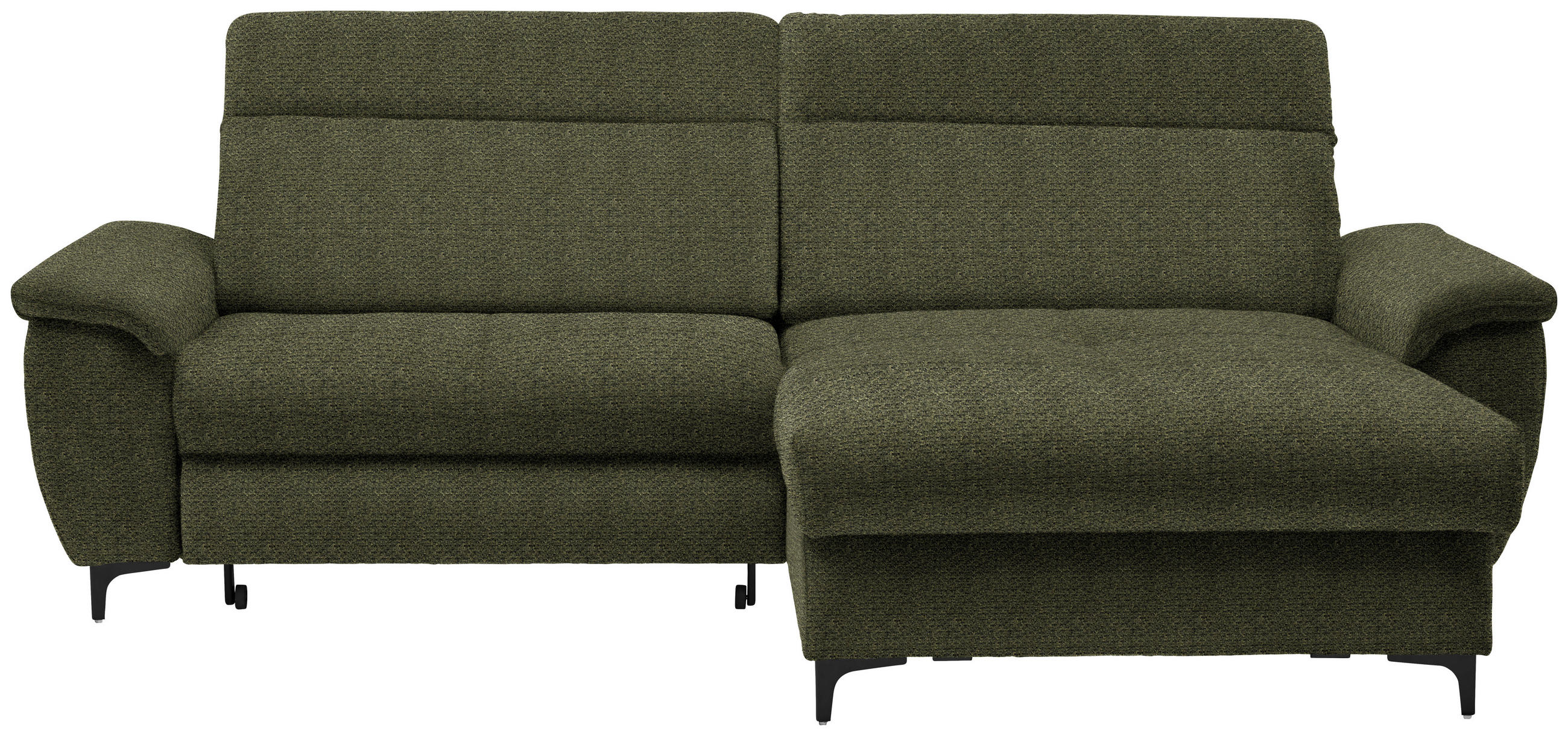ECKSOFA in Chenille Dunkelgrün  - Dunkelgrün/Schwarz, Design, Textil/Metall (185/256cm) - Stylife