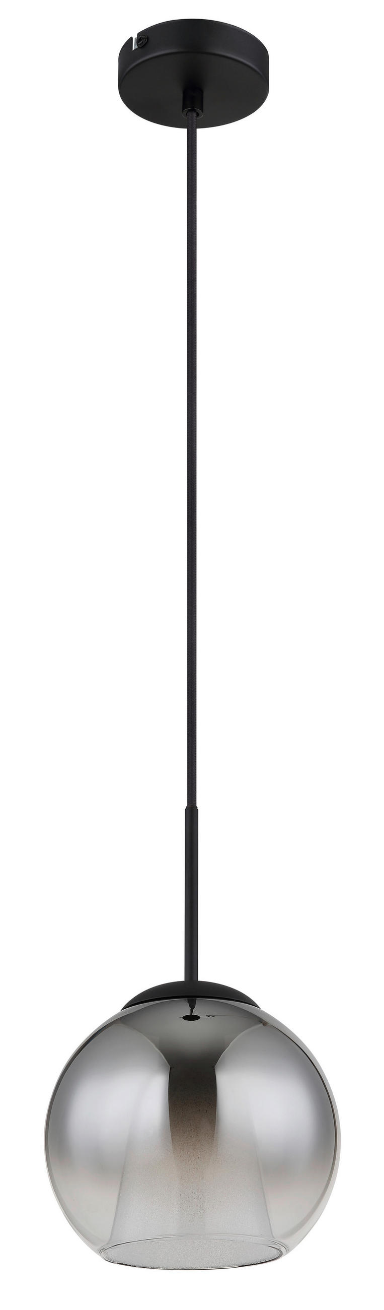 HÄNGELEUCHTE 20/120 cm    - Klar/Schwarz, Design, Glas/Textil (20/120cm) - Globo