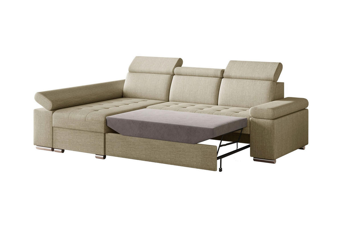 ECKSOFA TORONTO in Webstoff Creme  - Silberfarben/Creme, Design, Textil (168/260cm) - MID.YOU