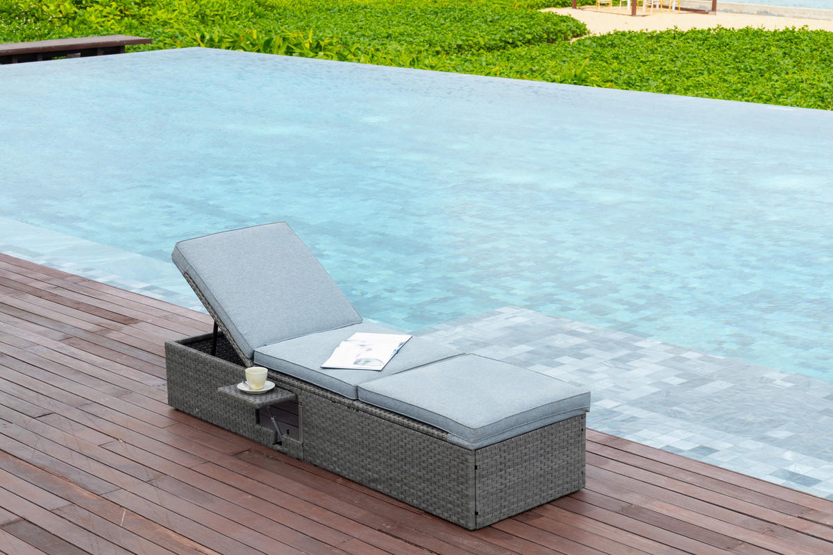 SONNENLIEGE 196.5/33.5/87.5/61 cm  - Grau, MODERN, Kunststoff/Textil (196.5/33.5/87.5/61cm) - Ambia Garden