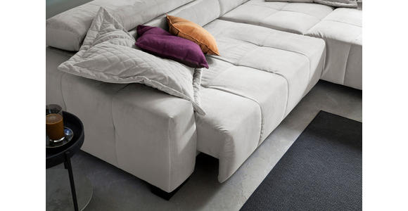 ECKSOFA Creme Velours  - Creme/Schwarz, KONVENTIONELL, Textil/Metall (311/219cm) - Hom`in