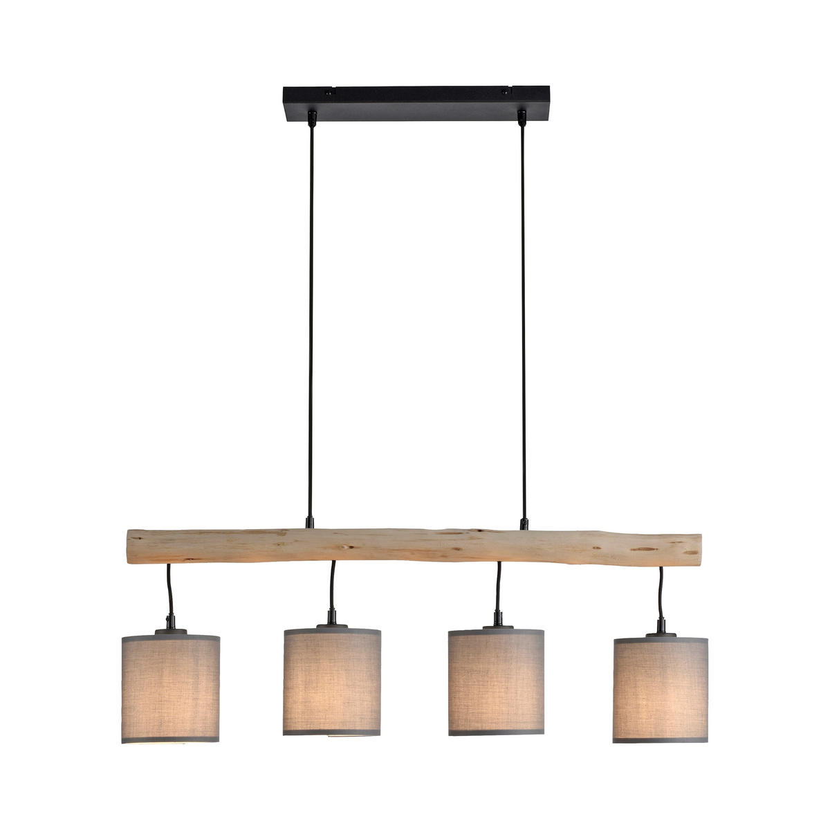 PENDELLEUCHTE Tribu 82,5/13,5/60-120 cm   - Taupe/Schwarz, Natur, Holz/Kunststoff (82,5/13,5/60-120cm)