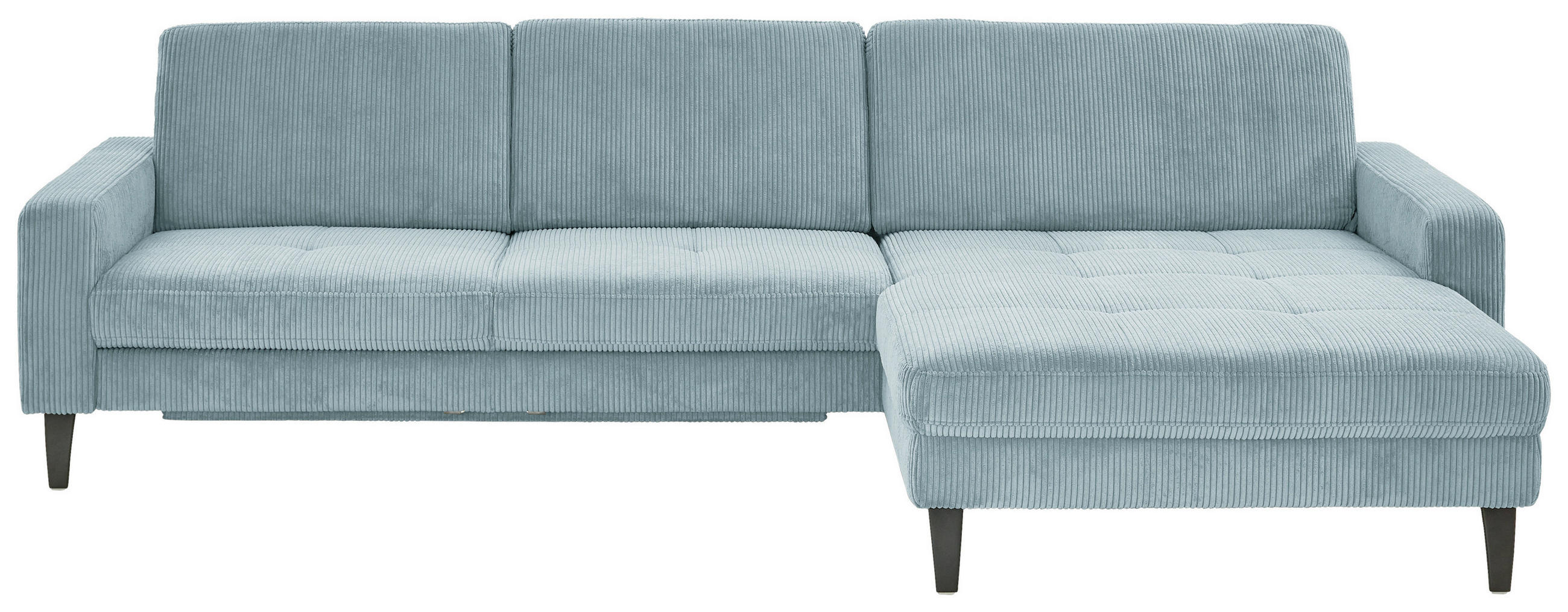 ECKSOFA in Cord Hellblau  - Schwarz/Hellblau, Modern, Textil/Metall (302/177cm) - Beldomo Style