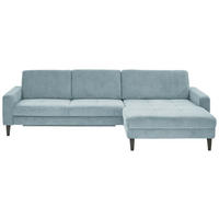 ECKSOFA in Cord Hellblau  - Schwarz/Hellblau, Modern, Textil/Metall (302/177cm) - Beldomo Style
