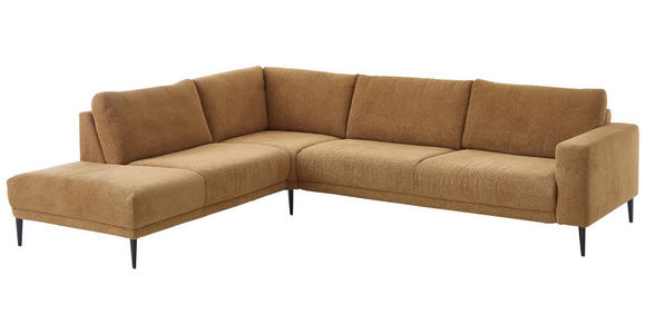 ECKSOFA Senfgelb Chenille  - Senfgelb/Schwarz, Design, Textil/Metall (254/303cm) - Dieter Knoll