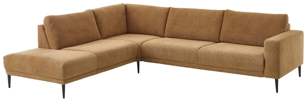 ECKSOFA in Chenille Senfgelb  - Senfgelb/Schwarz, Design, Textil/Metall (254/303cm) - Dieter Knoll