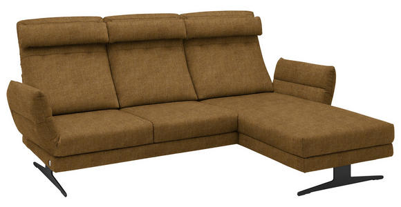 ECKSOFA  in Flachgewebe Goldfarben  279-327/176-217 cm  - Goldfarben/Schwarz, Design, Textil/Metall (279-327/176-217cm) - Dieter Knoll