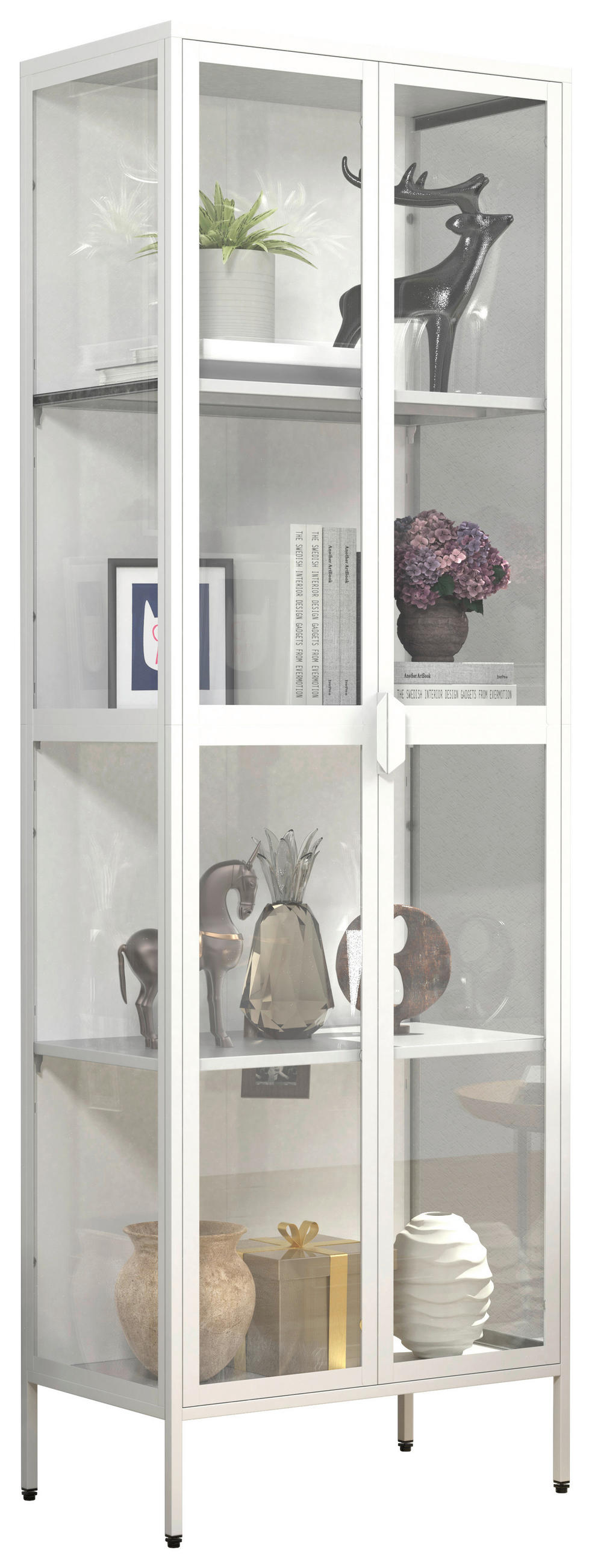 VITRINE  in Weiß  - Transparent/Weiß, Design, Glas/Metall (60/180/35cm) - MID.YOU