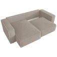 ECKSOFA Beige Cord Zierkissen, Rückenkissen, Schlaffunktion, Rücken echt  - Beige/Schwarz, MODERN, Kunststoff/Textil (153/250cm) - Xora