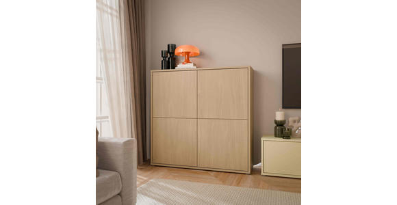 HIGHBOARD  124,5/121,5/34,9 cm  - Eichefarben/Grau, MODERN, Holzwerkstoff/Kunststoff (124,5/121,5/34,9cm) - Carryhome