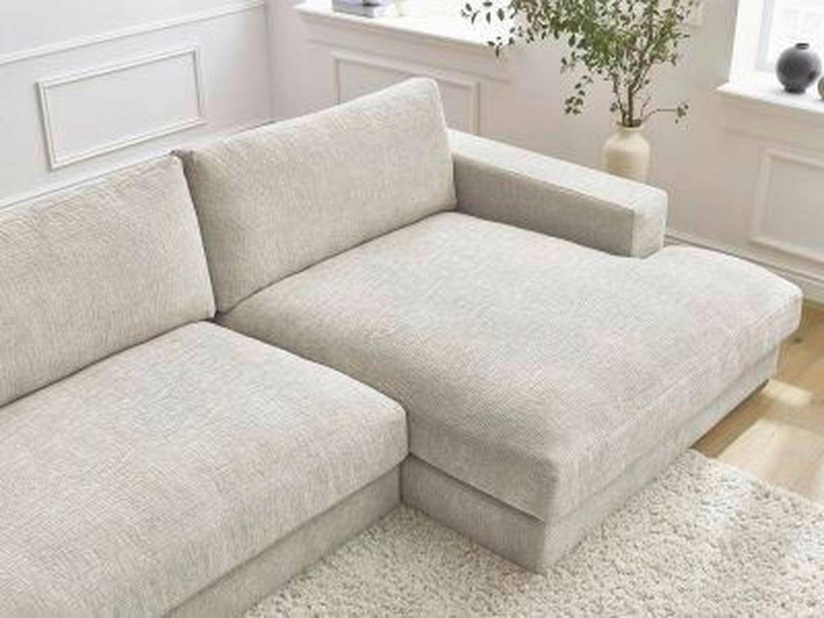 WOHNLANDSCHAFT LEONARD Beige Struktur  - Beige/Schwarz, MODERN, Kunststoff/Textil (159/349/159cm)