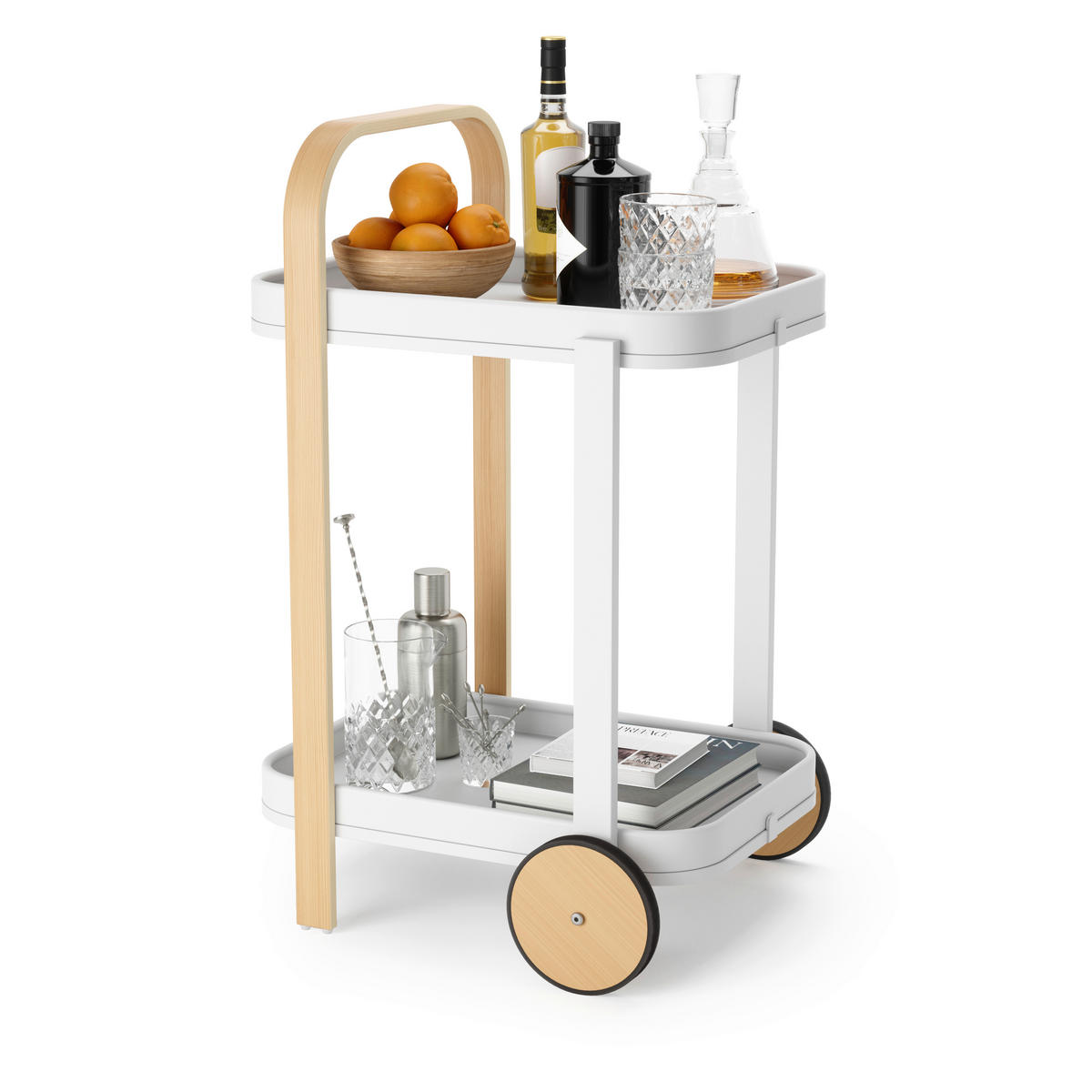 SERVERINGSVAGN i naturfärgad, vit  - vit/naturfärgad, Basics, metall (44/80/50cm) - Umbra