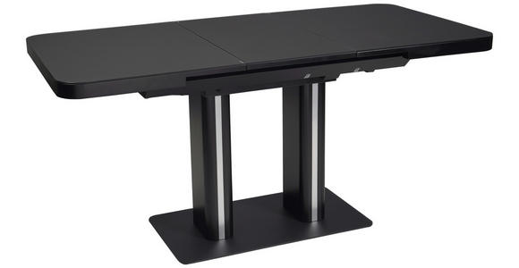 ESSTISCH in Metall, Glas, Holzwerkstoff 120-160/80/76 cm - Schwarz, Design, Glas/Holzwerkstoff (120-160/80/76cm) - Hom`in