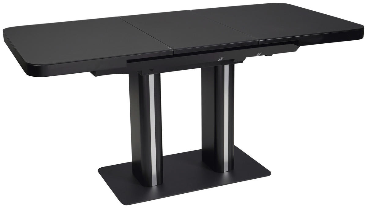 MATBORD svart rektangulär  utdragbar  - svart, Design, metall/trämaterial (120-160/80/76cm) - Hom`in
