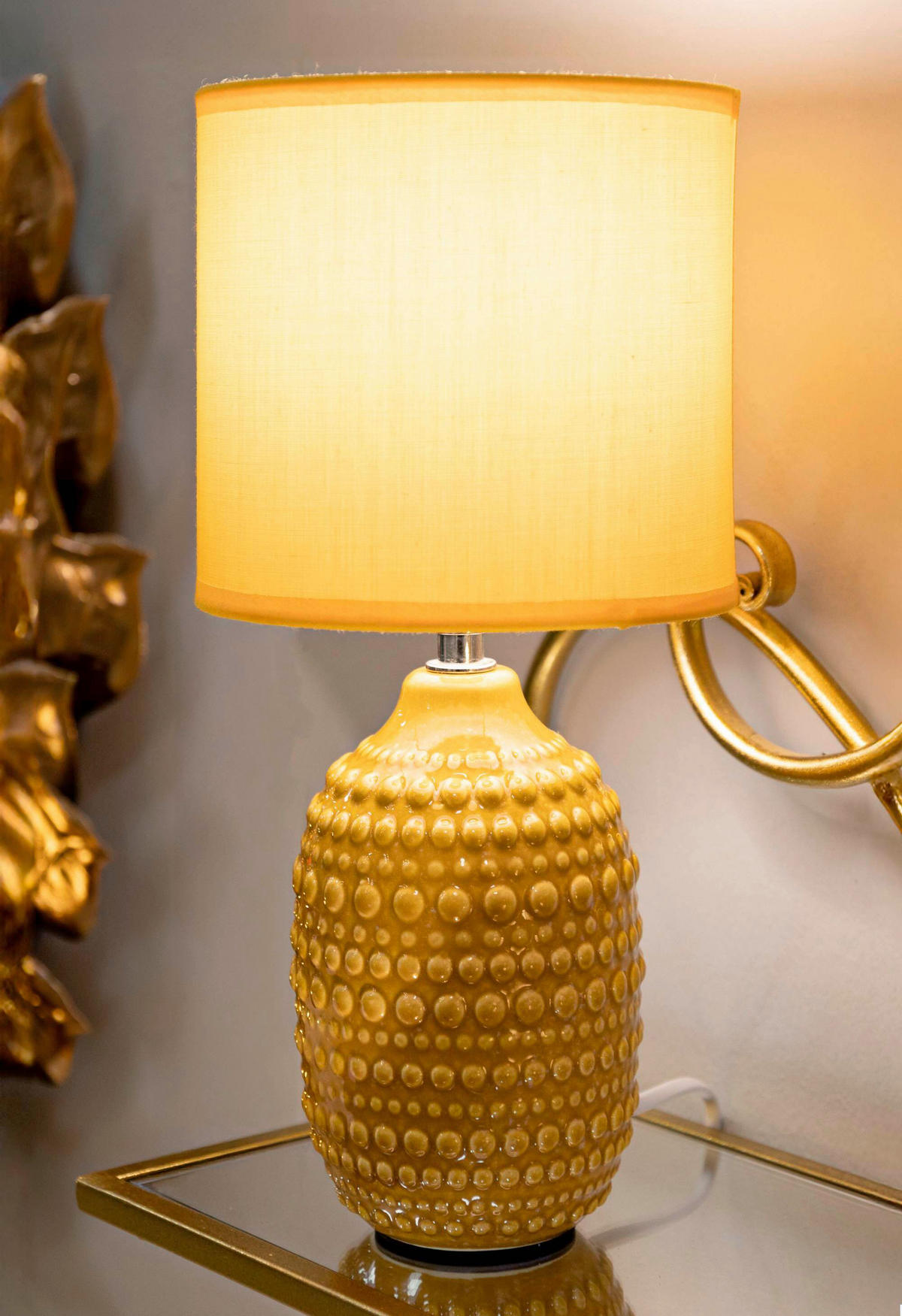 TISCHLEUCHTE   - Gelb, Basics, Keramik/Textil (15/30.5/15cm)