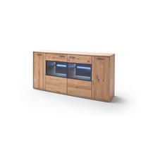 SIDEBOARD Gaborone 184/90/44 cm  - Eichefarben/Schwarz, Design, Glas/Holz (184/90/44cm) - Livetastic