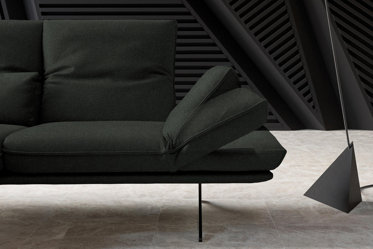 ECKSOFA  in Echtleder Dunkelgrün  130/210 cm  - Dunkelgrün/Gelb, Design, Leder/Metall (130/210cm) - Dieter Knoll