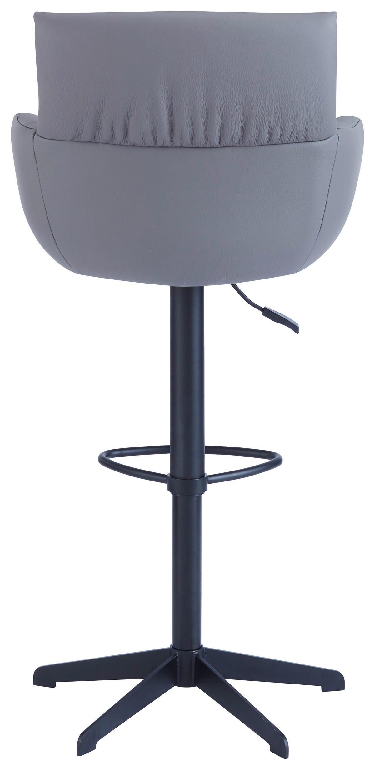 BARHOCKER Echtleder Anthrazit, Schwarz Eisen Lederauswahl, Stoffauswahl, Sitzfläche 360° drehbar, automatische Rückholfunktion  - Anthrazit/Schwarz, Design, Leder/Metall (58/88-112/58cm) - Dieter Knoll