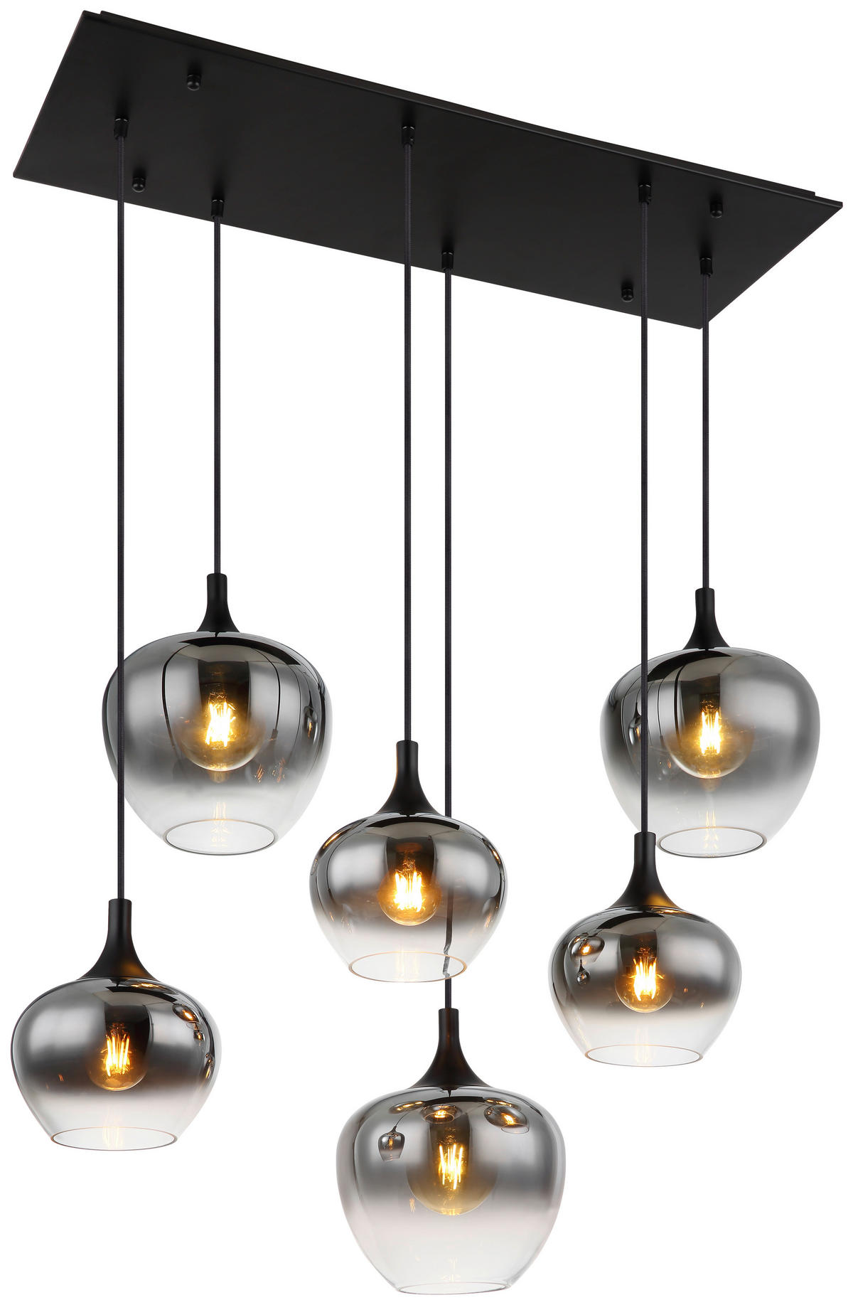 HÄNGELEUCHTE 86/42/120 cm    - Schwarz, Basics, Glas/Metall (86/42/120cm) - Globo