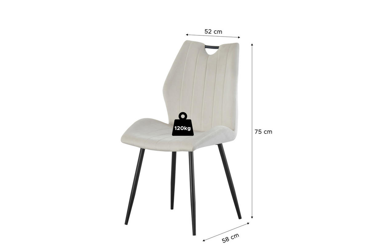 STUHL-SET 2 Stück  in Webstoff  - Creme/Schwarz, MODERN, Textil/Metall (52/75/58cm) - MID.YOU